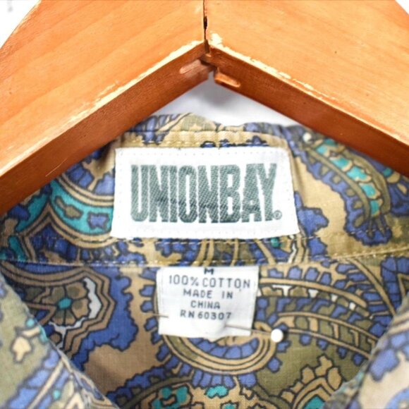 Vintage 90s Union Bay Earthtone Paisley Print Button Up Shirt - Picture 7 of 8